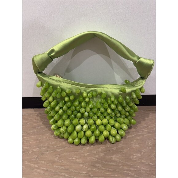 Cult Gaia Gia Beaded Satin Shoulder Bag Apple Green NWOT $528 - Picture 7 of 12